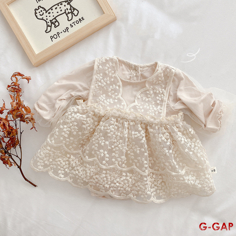 Infant clothes summer baby lace mesh lace Romper + dress