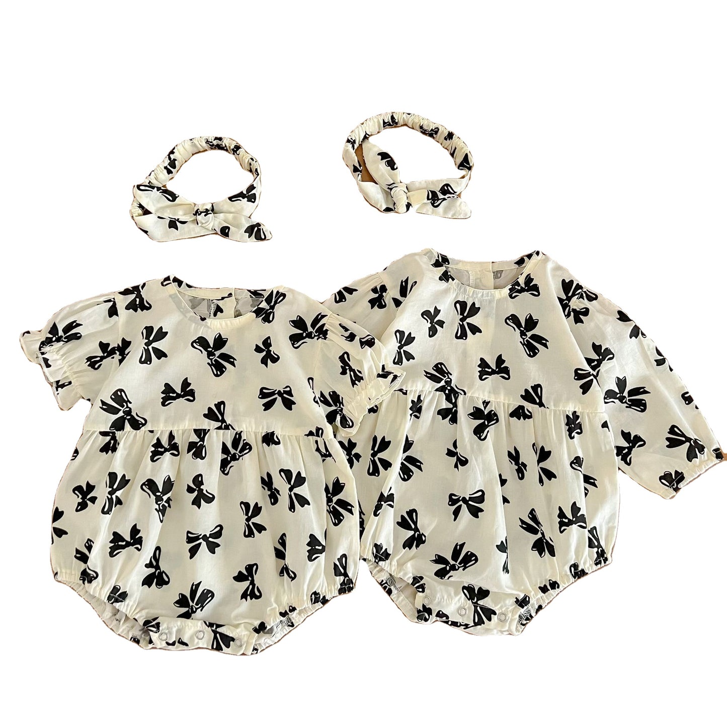 Infant Bow Printed Khaki Rompery romper