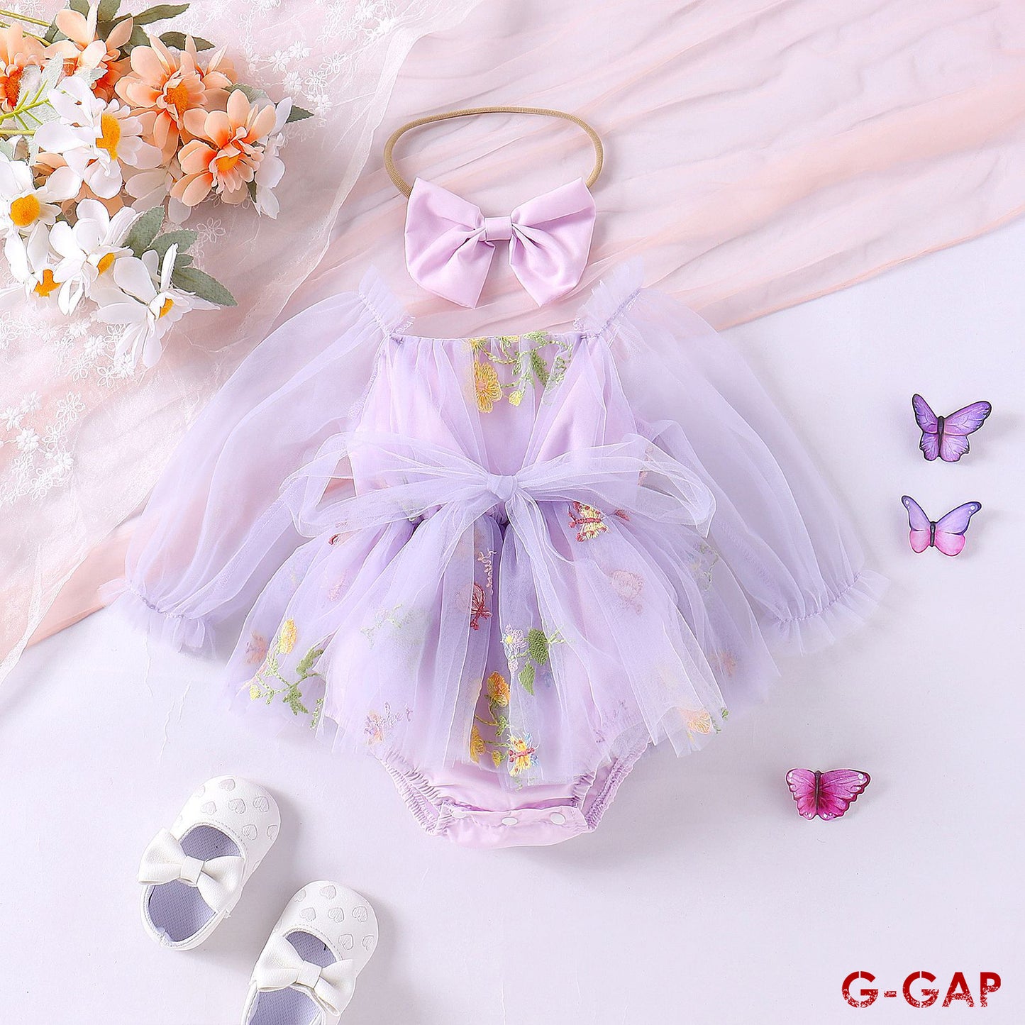 Autumn Lace Floral Baby Girl Romper Newborn Long Sleeve Jumpsuit