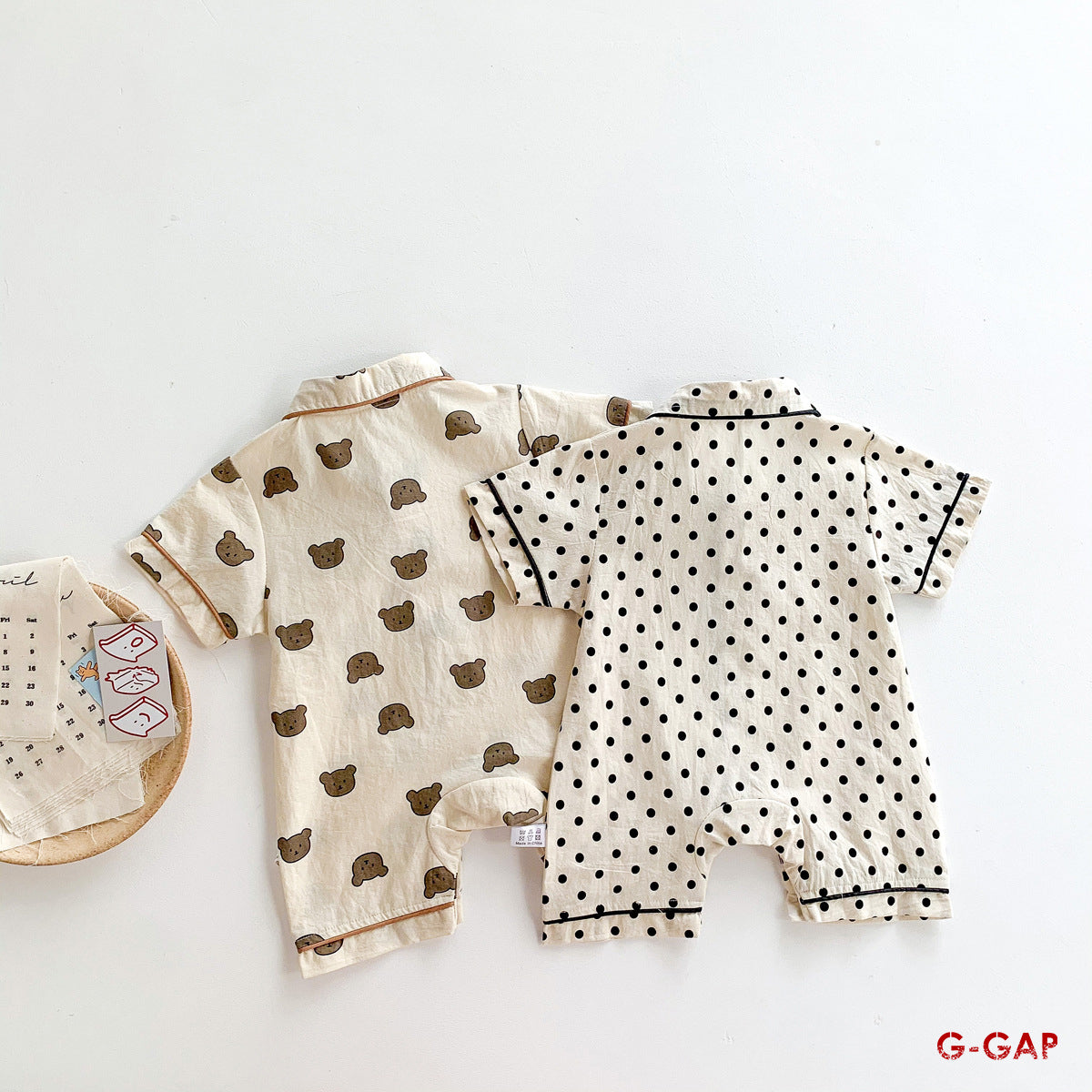 Summer Baby Bear Dot Short Sleeve Jumpsuit