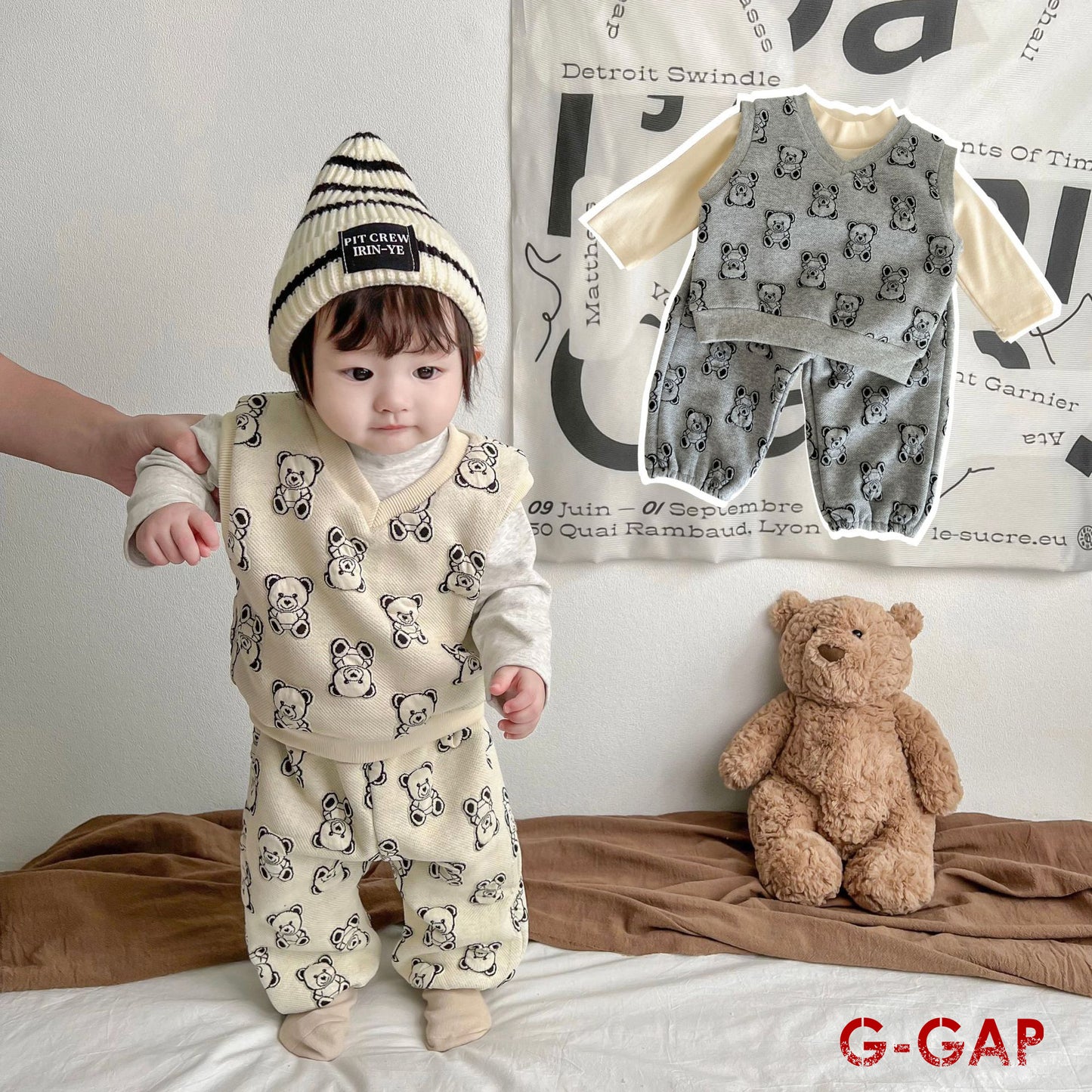 Baby Bear Vest Pants Suit Autumn Fashion Cotton 2-Piece