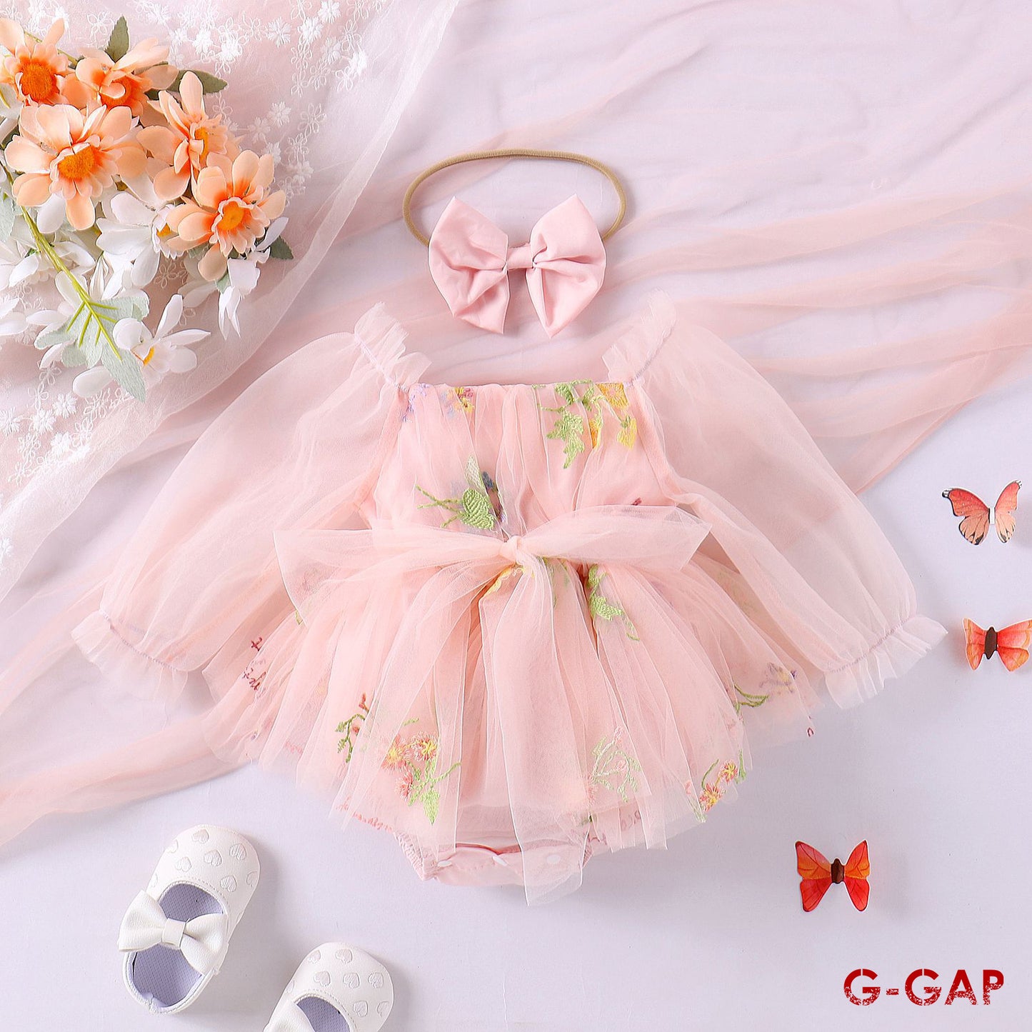 Autumn Lace Floral Baby Girl Romper Newborn Long Sleeve Jumpsuit