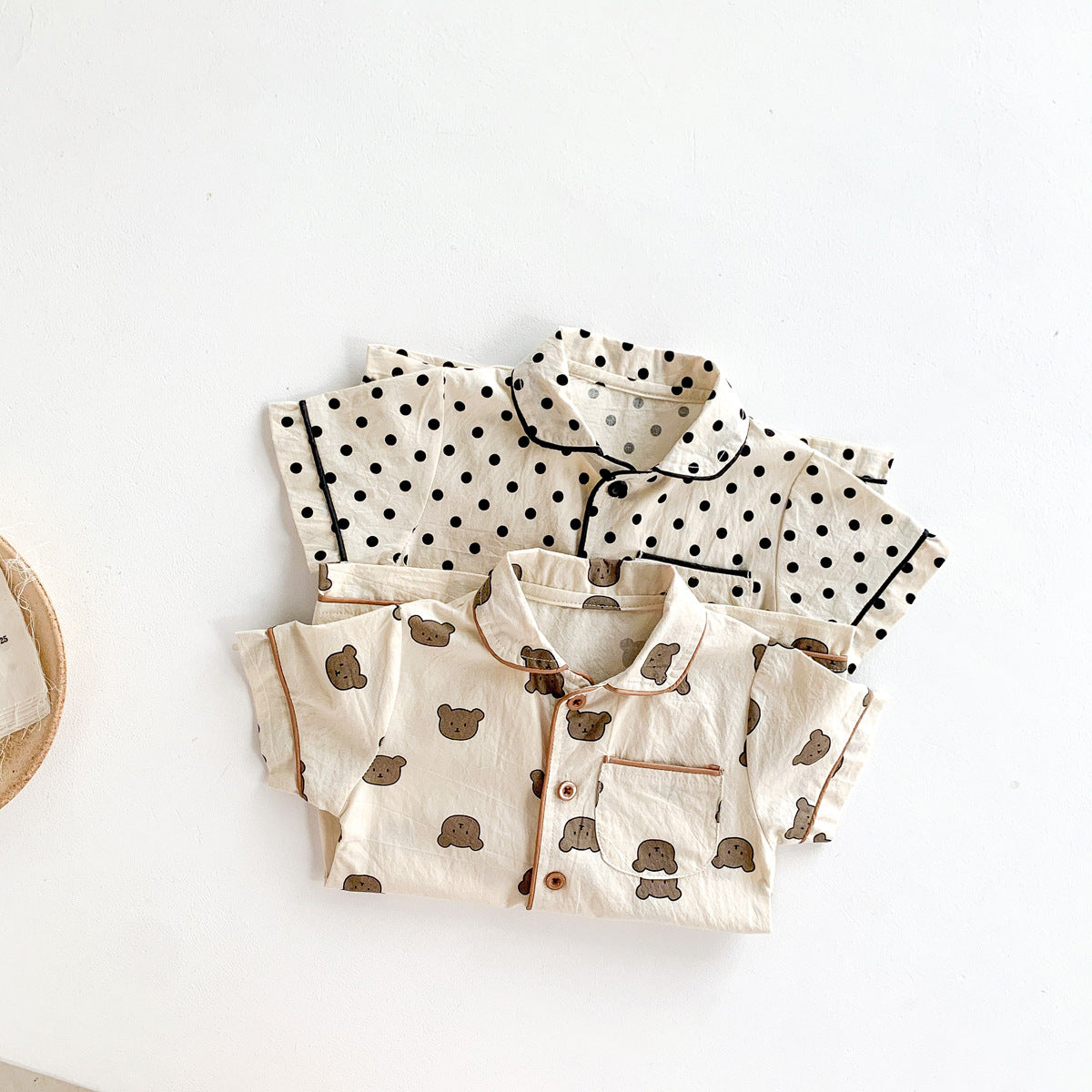 Summer Bear Dot Short Sleeve Baby Jumpsuit