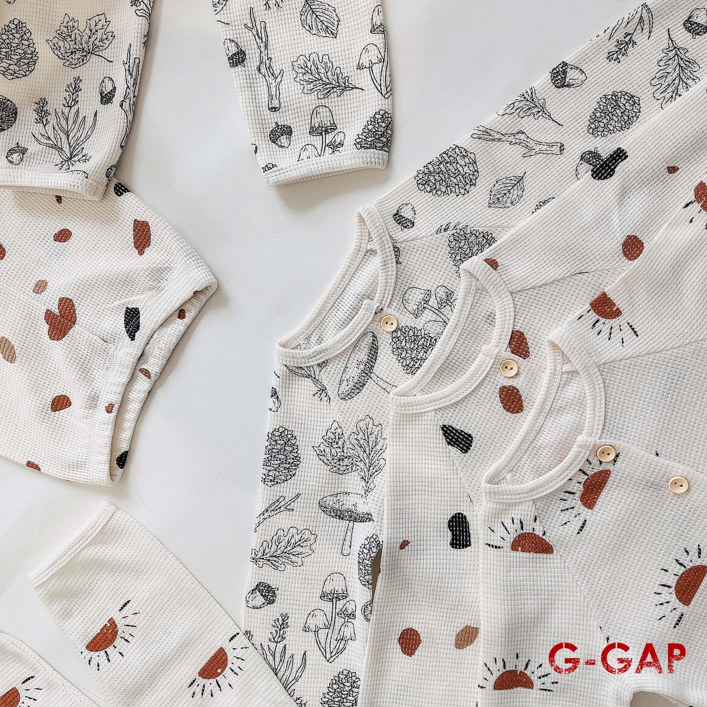 Waffle Print Long Sleeve Pajama Set