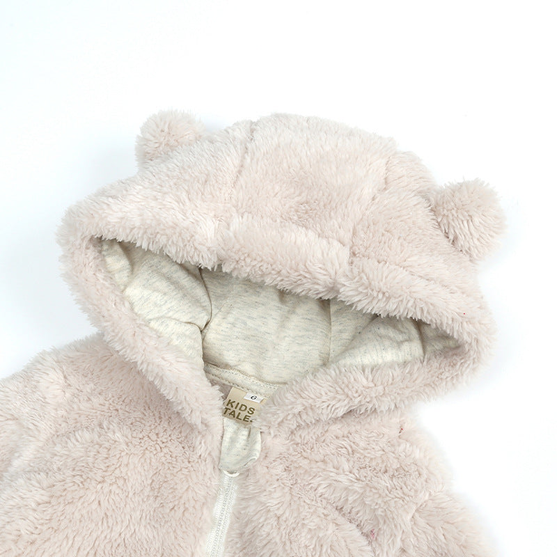 Winter Newborn Flannel Plush Bear Jumpsuit