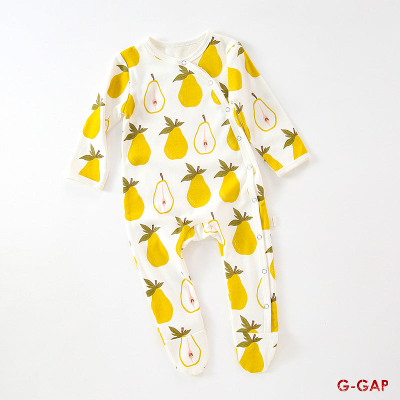 Spring and Autumn Cotton Printed Footed Pajamas Jumpsuit for Newborns