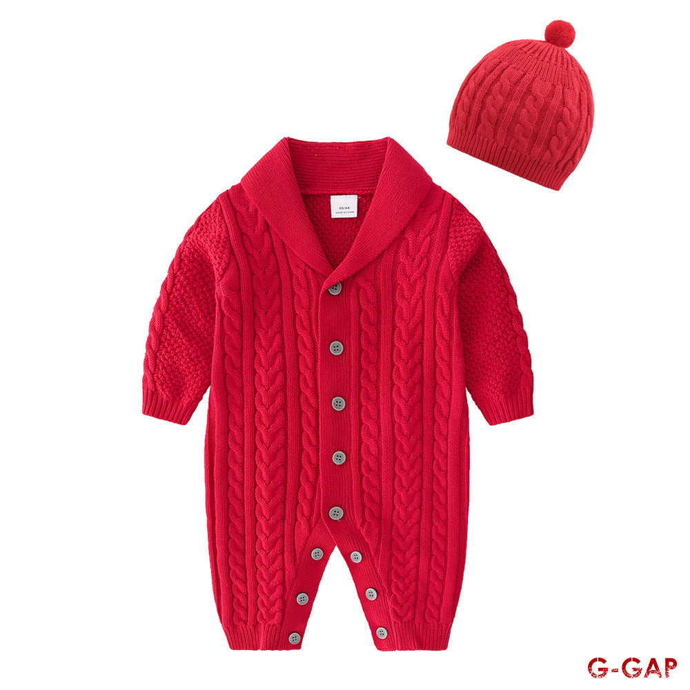 Fried Dough Twist Knitted Romper