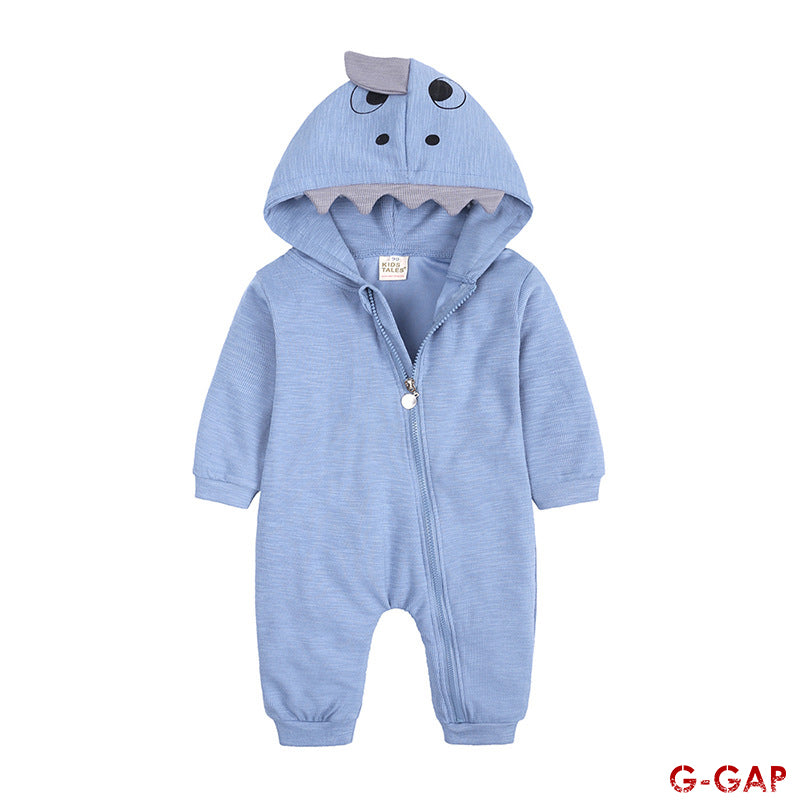 Autumn Cotton Dinosaur Hoodie Baby Jumpsuit