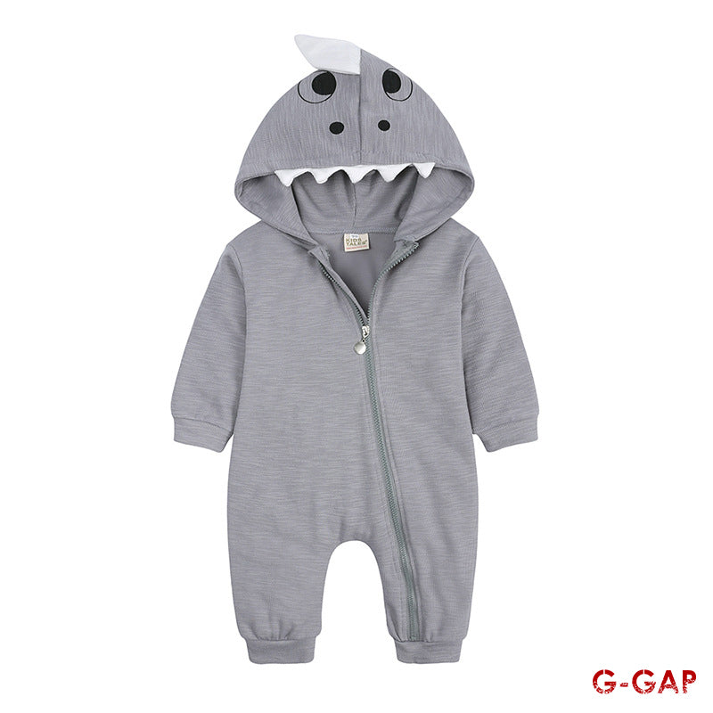 Autumn Cotton Dinosaur Hoodie Baby Jumpsuit