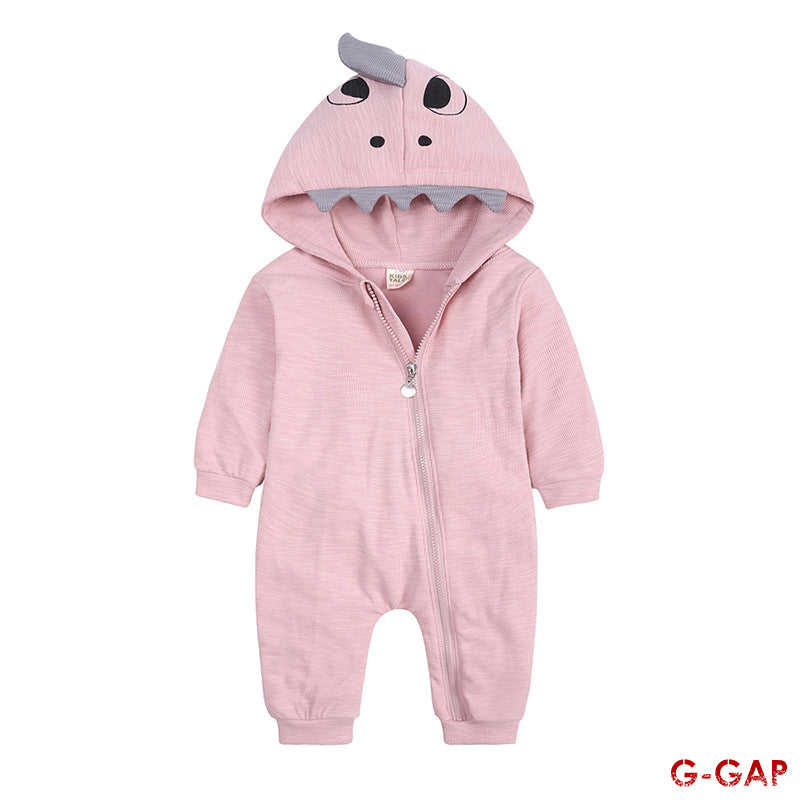 Autumn Cotton Dinosaur Hoodie Baby Jumpsuit