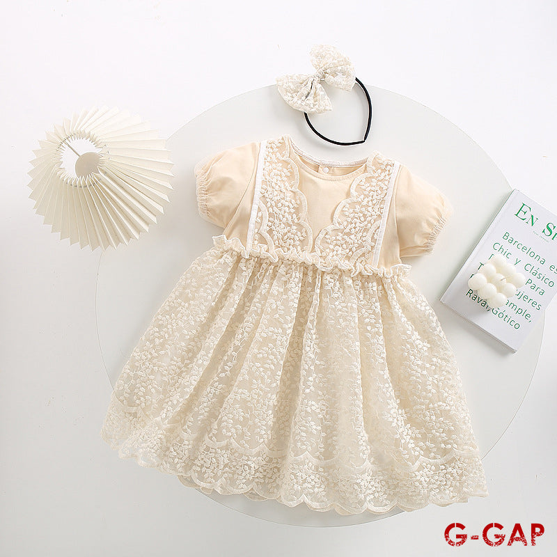 Infant clothes summer baby lace mesh lace Romper + dress