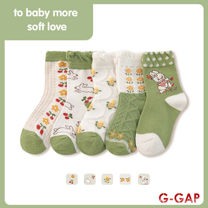 Baby Flower Rabbit Tube Socks