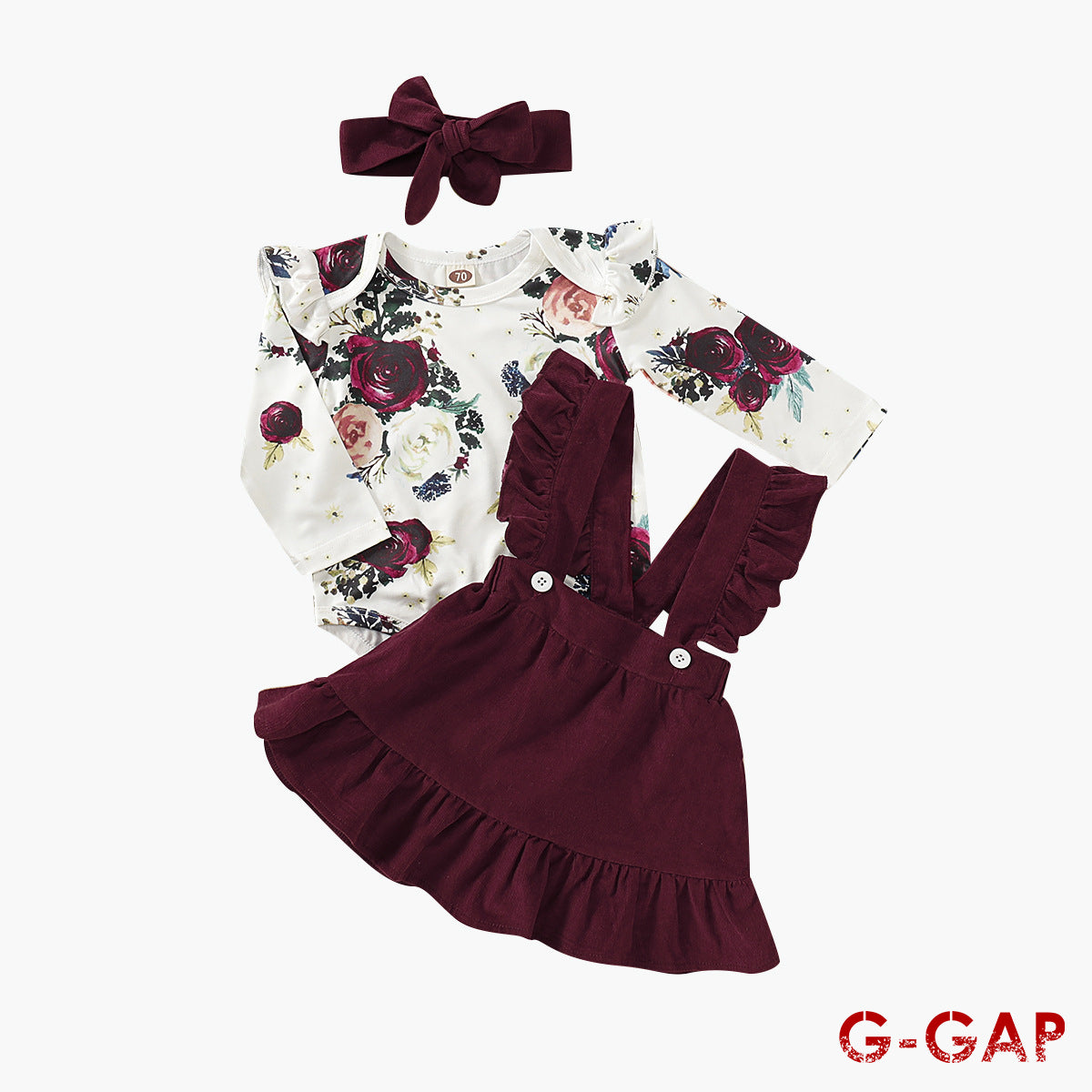 Autumn Infant Girls Jacquard Crew Neck Pullover Romper Set