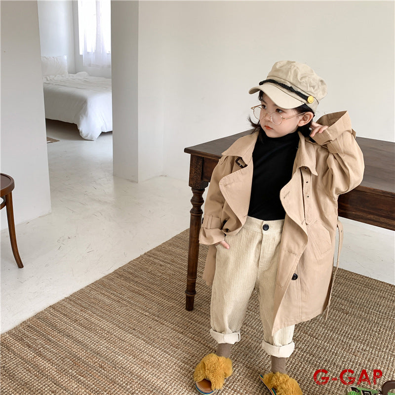 British Style Girls' Mid-Length Jacket