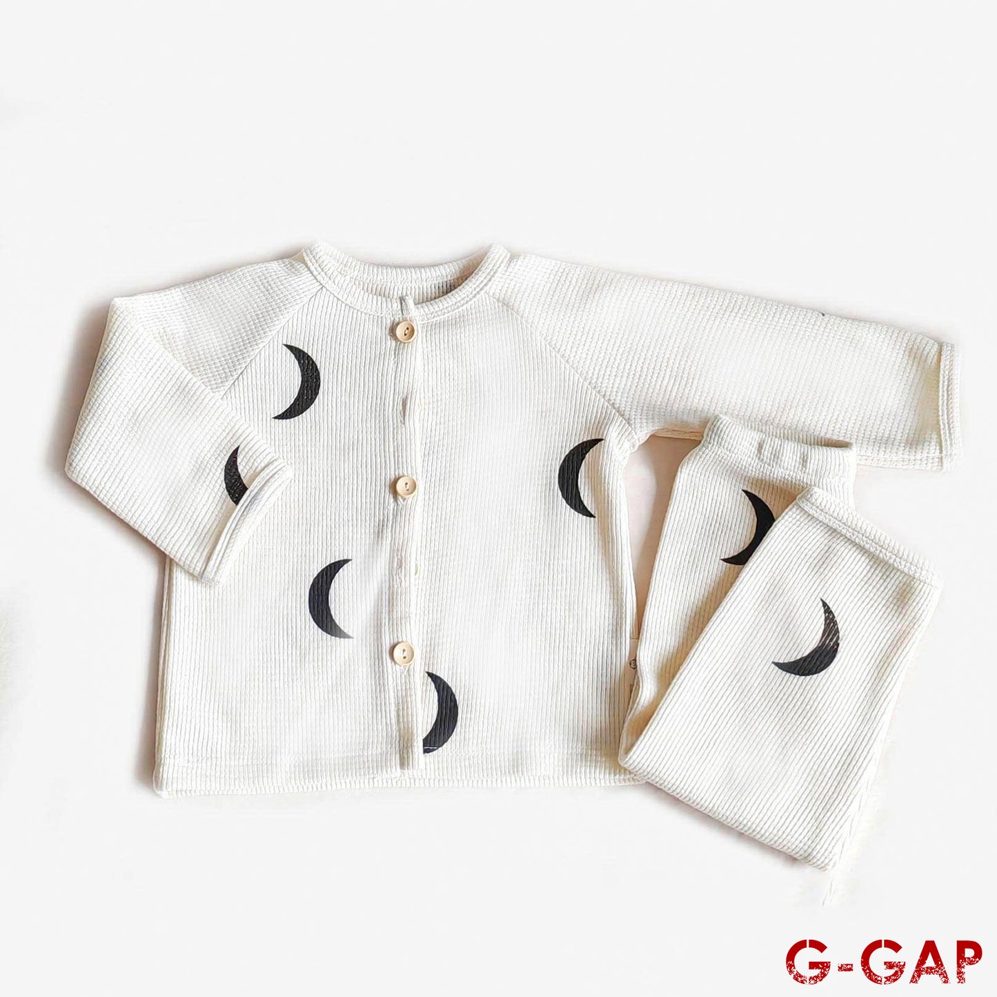 Waffle Print Long Sleeve Pajama Set