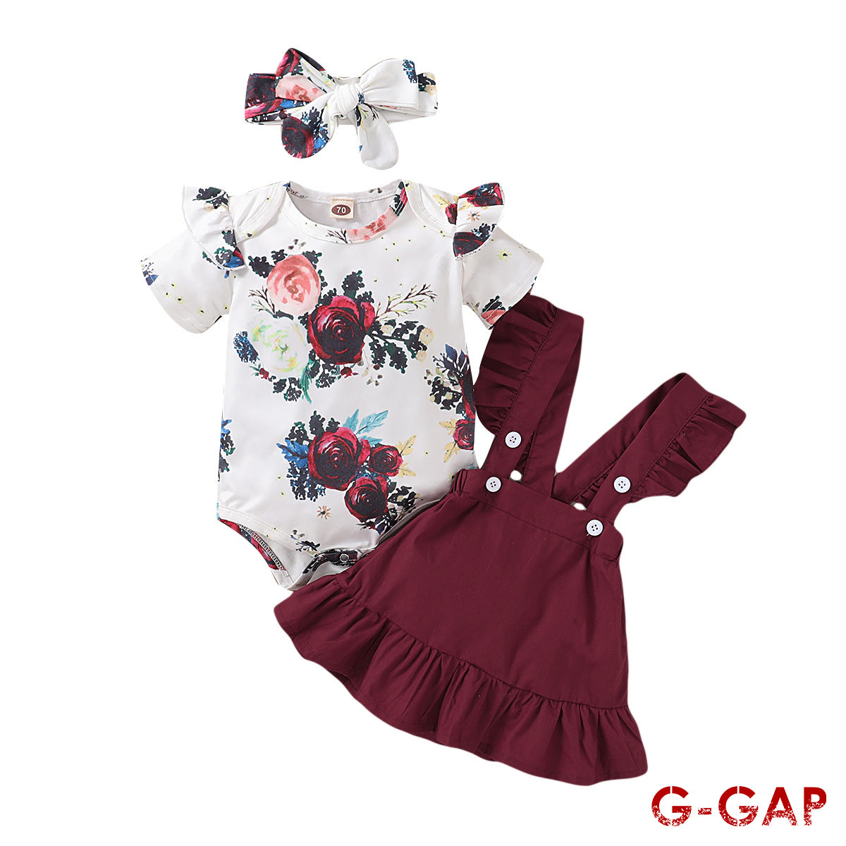 Autumn Infant Girls Jacquard Crew Neck Pullover Romper Set