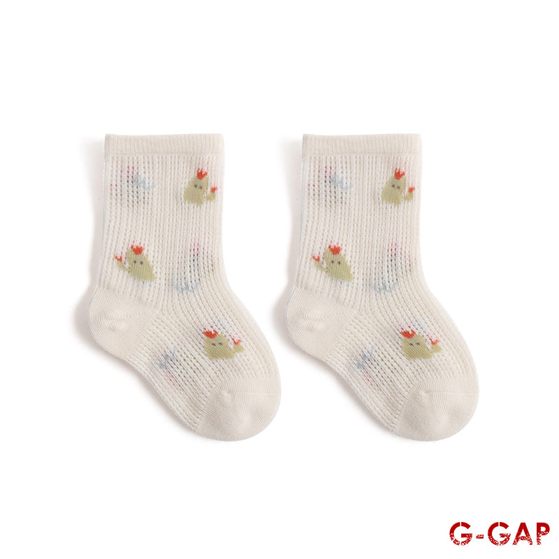 Summer Mesh Baby Socks - Boneless Cartoon Middle Tube for Boys and Girls