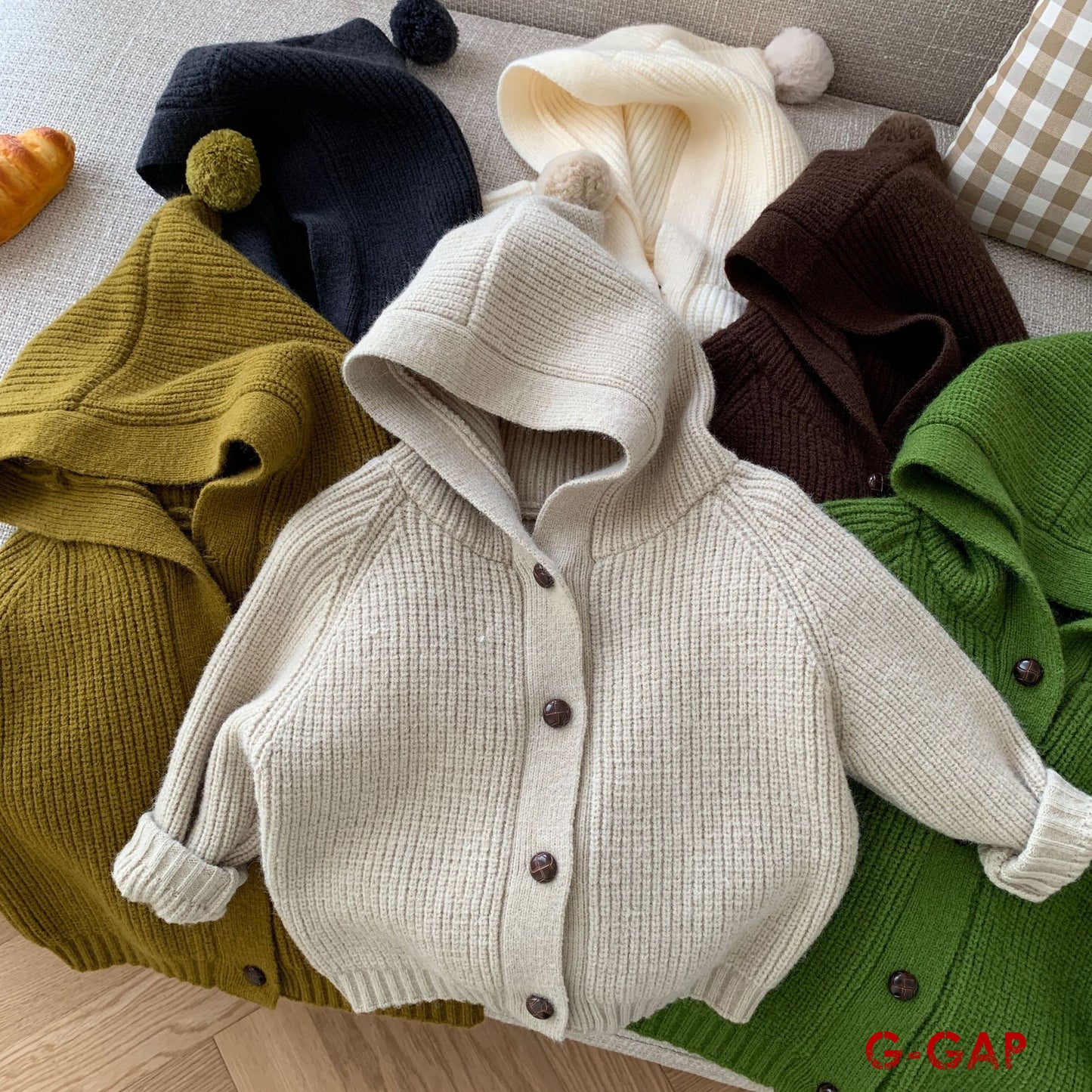CHILDERN CUTE HOODED KNITED JACKETS