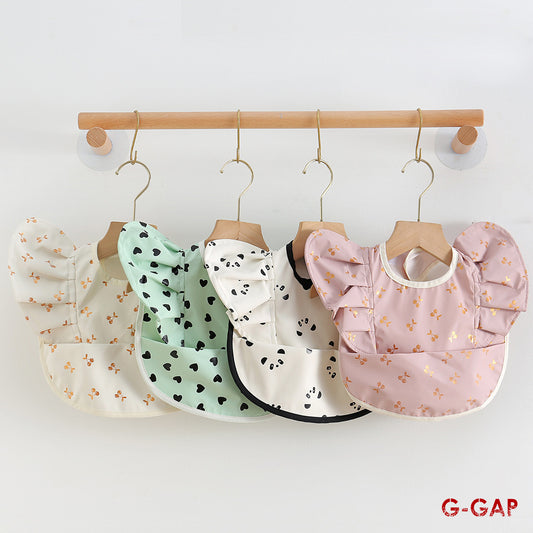 Korean Baby Bib angel wings baby Pu Waterproof Bibs