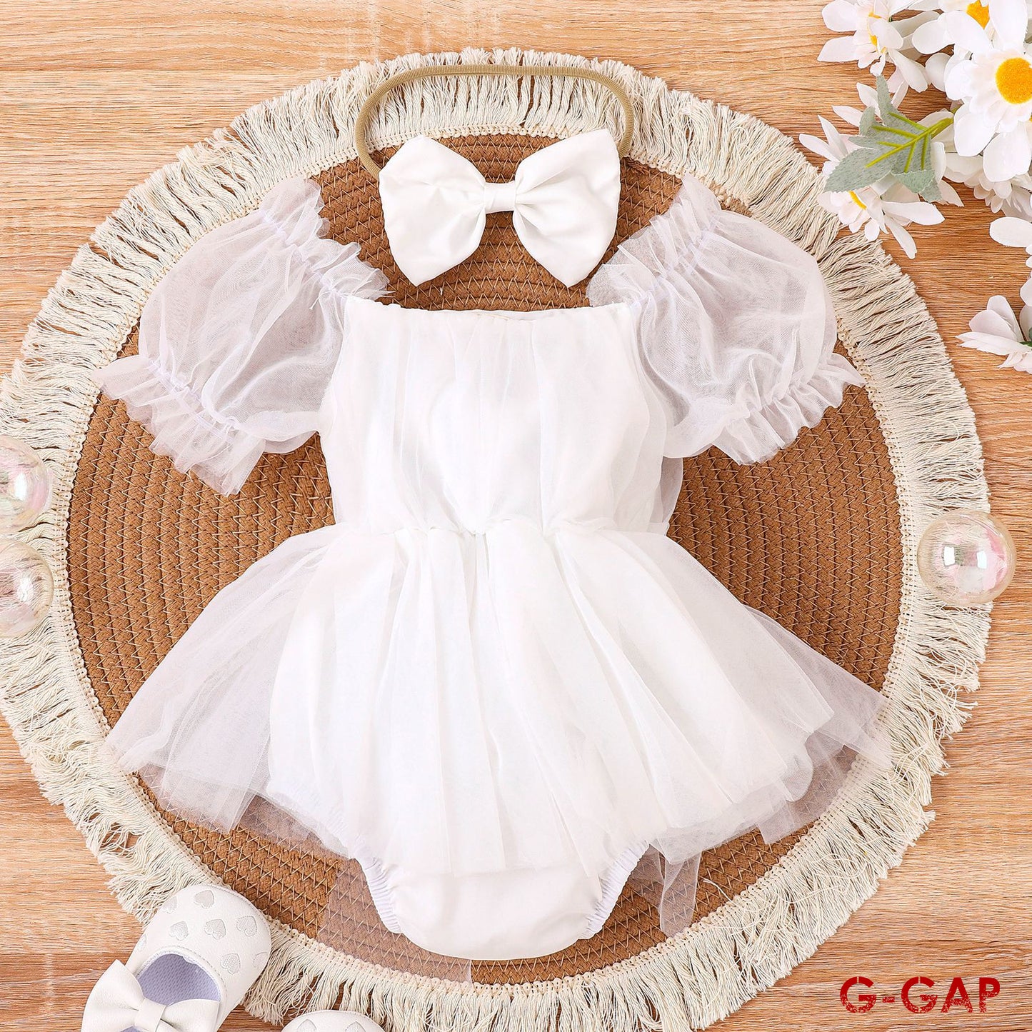 Mesh Baby Girl Prom Dress & Headdress Set