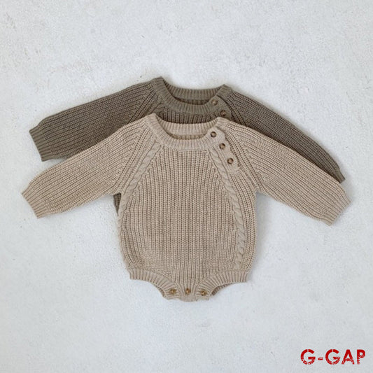 Infant Knitted Romper Solid Color, Long Sleeve, High Quality