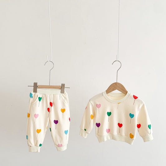 Autumn Love Baby Top and Pants Fashion 2-Piece Children's Suit