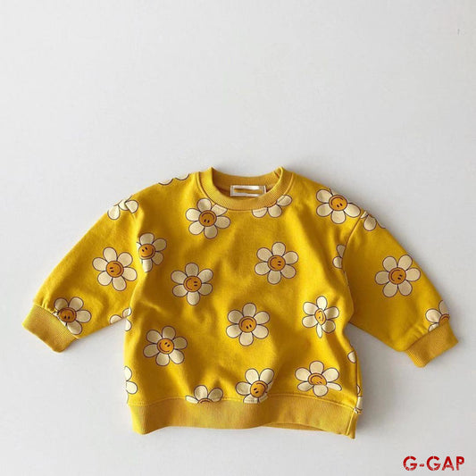 Spring and Autumn Infant Sunflower Smiling Face Hoodie