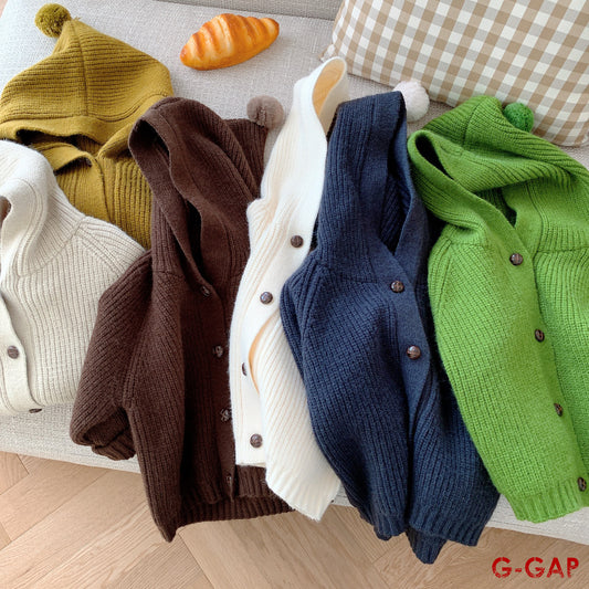 CHILDERN CUTE HOODED KNITED JACKETS