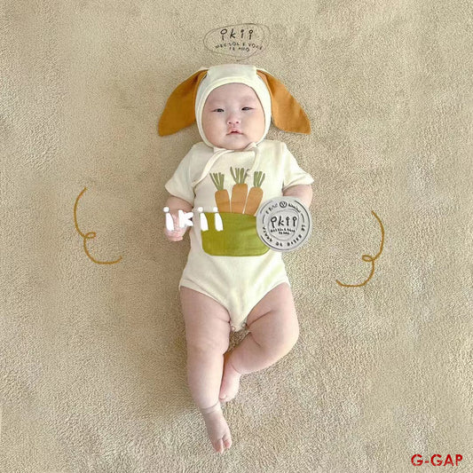 BODYSUIT SHORT SLEEVES HOODED RABBIT EARS