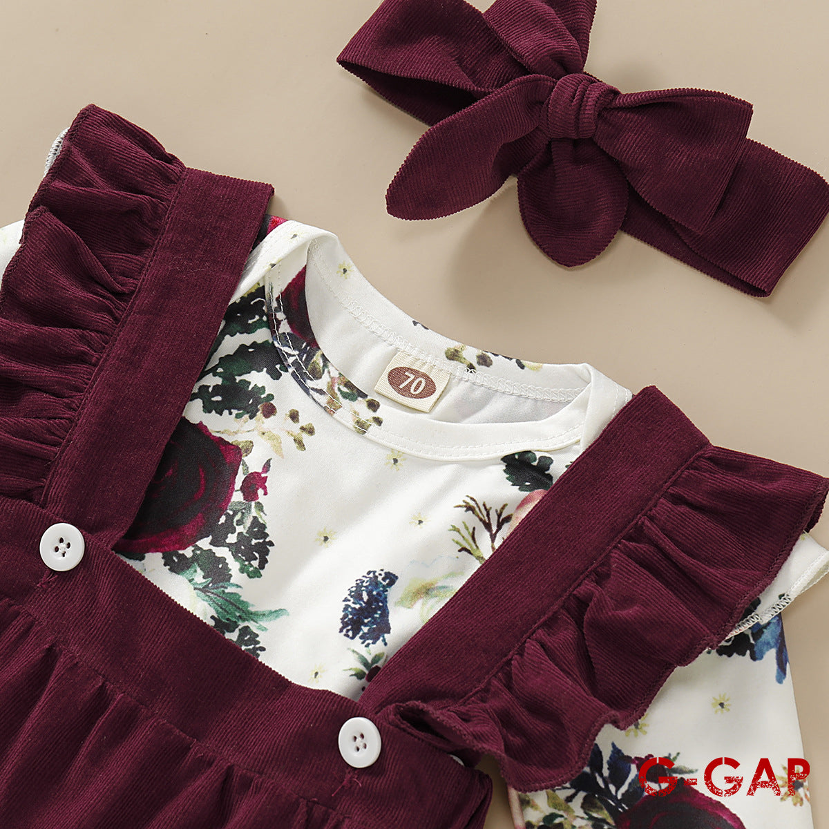 Autumn Infant Girls Jacquard Crew Neck Pullover Romper Set