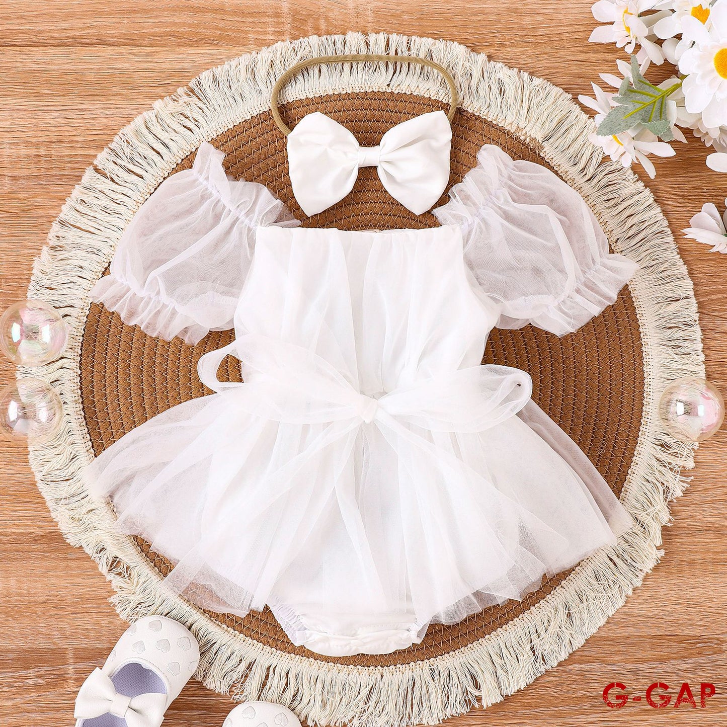 Mesh Baby Girl Prom Dress & Headdress Set