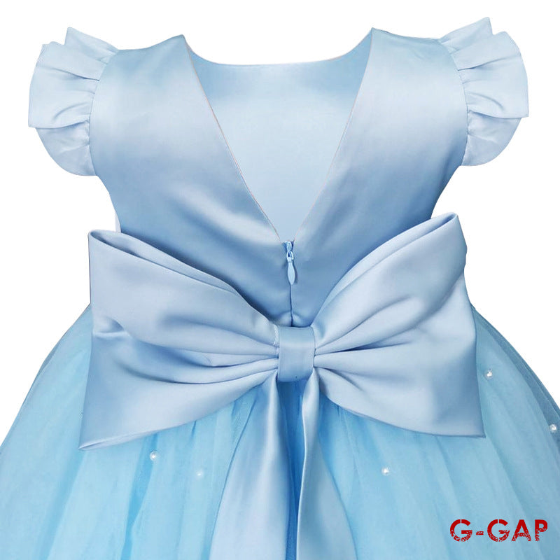 Summer Girls' Net Yarn Bow Princess Dress