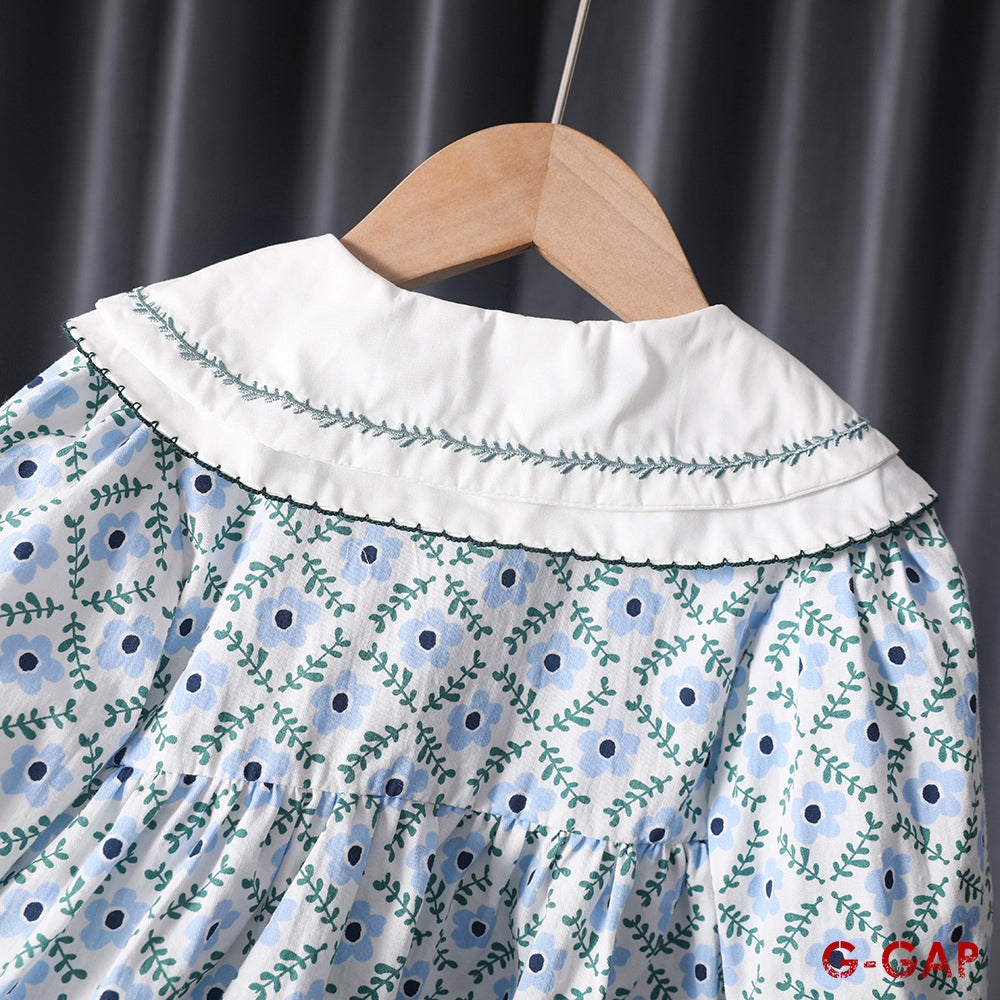 Girls' Autumn 2-Piece Set Knitted Cardigan and Flower Dress