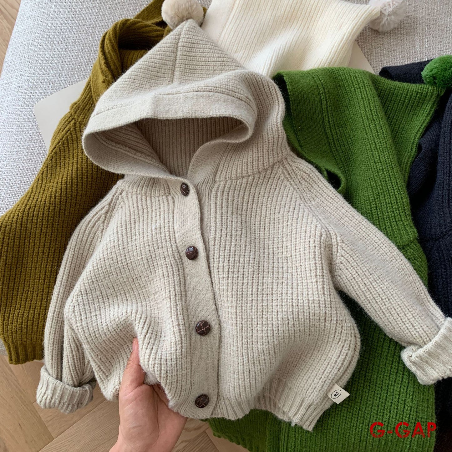 CHILDERN CUTE HOODED KNITED JACKETS