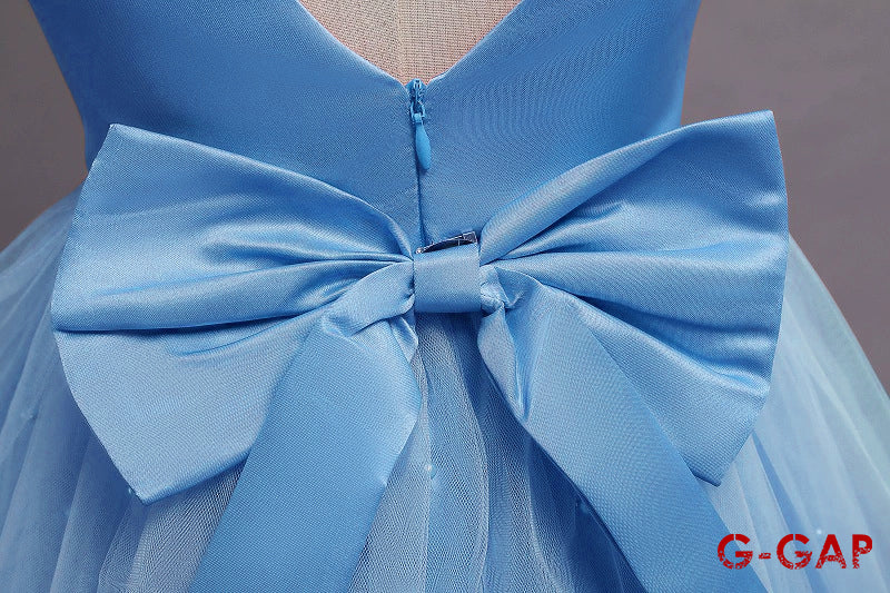 Summer Girls' Net Yarn Bow Princess Dress