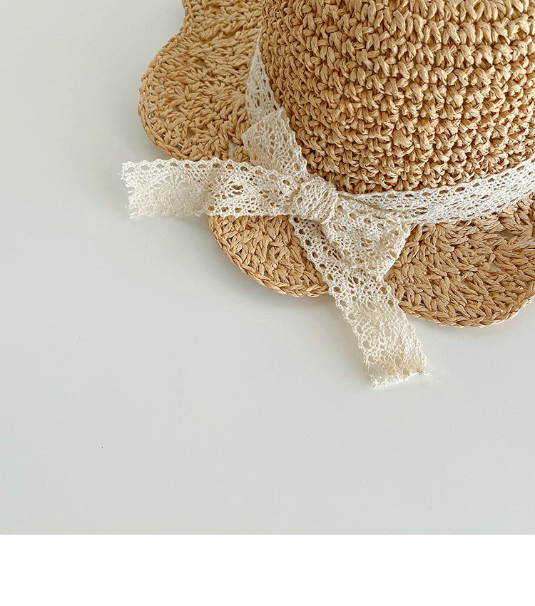 Lace Bow Straw Sun Hat