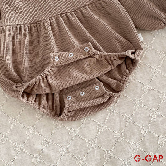 Autumn Newborn Waffle Long Sleeve Romper