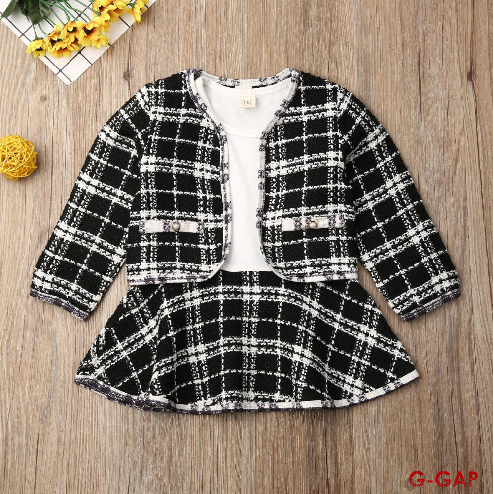 Spring Girls' Long Sleeve Dress and Cardigan Set