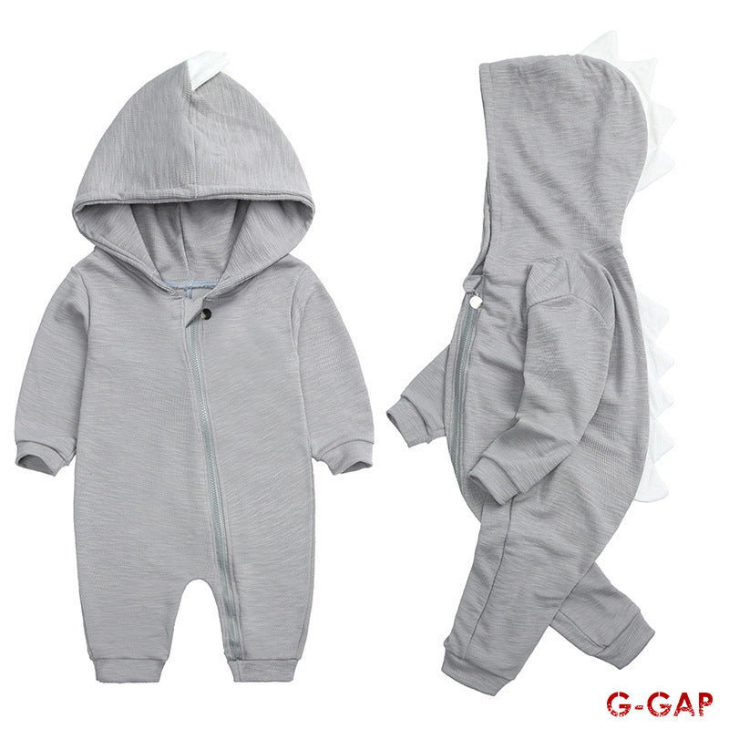 Autumn Cotton Dinosaur Hoodie Baby Jumpsuit