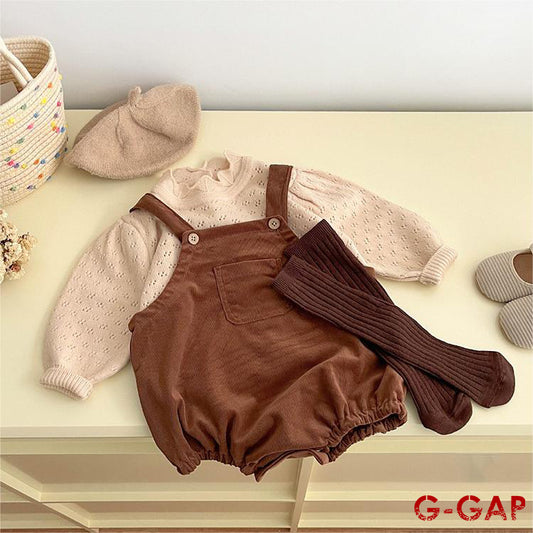 Autumn Infant Girls Long Sleeve Corduroy Romper Set