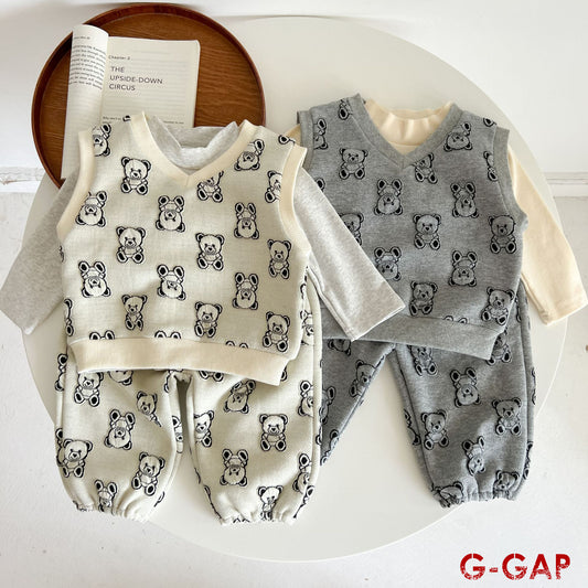 Baby Bear Vest Pants Suit Autumn Fashion Cotton 2-Piece