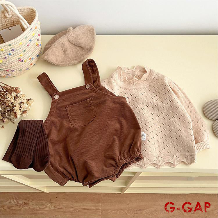 Autumn Infant Girls Long Sleeve Corduroy Romper Set