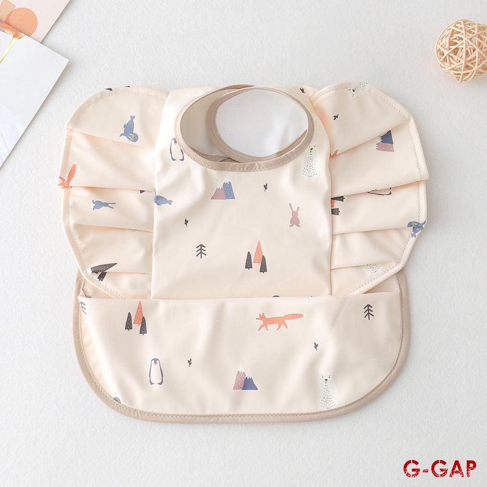 Korean Baby Bib angel wings baby Pu Waterproof Bibs