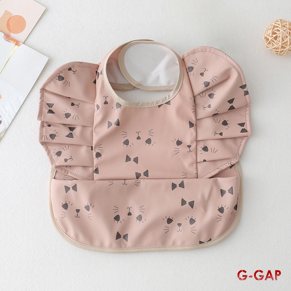 Korean Baby Bib angel wings baby Pu Waterproof Bibs
