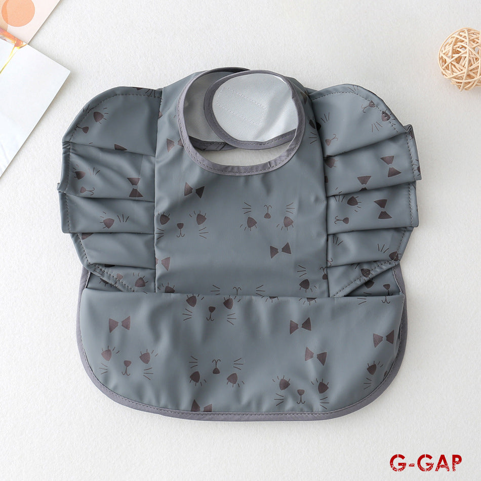 Korean Baby Bib angel wings baby Pu Waterproof Bibs