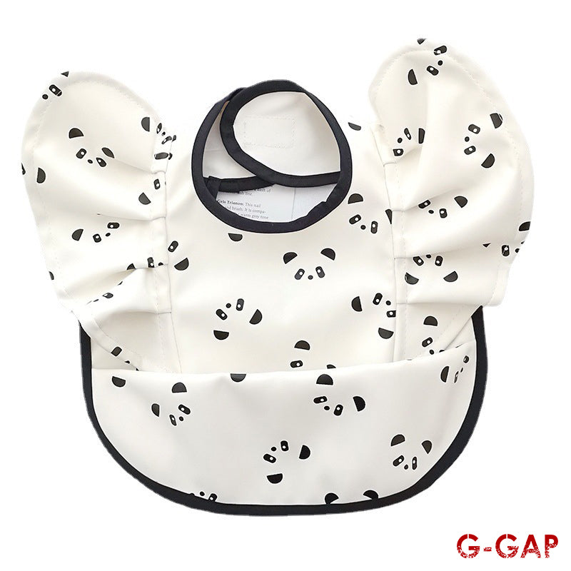Korean Baby Bib angel wings baby Pu Waterproof Bibs