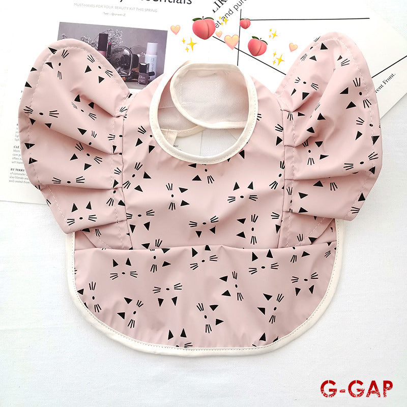 Korean Baby Bib angel wings baby Pu Waterproof Bibs