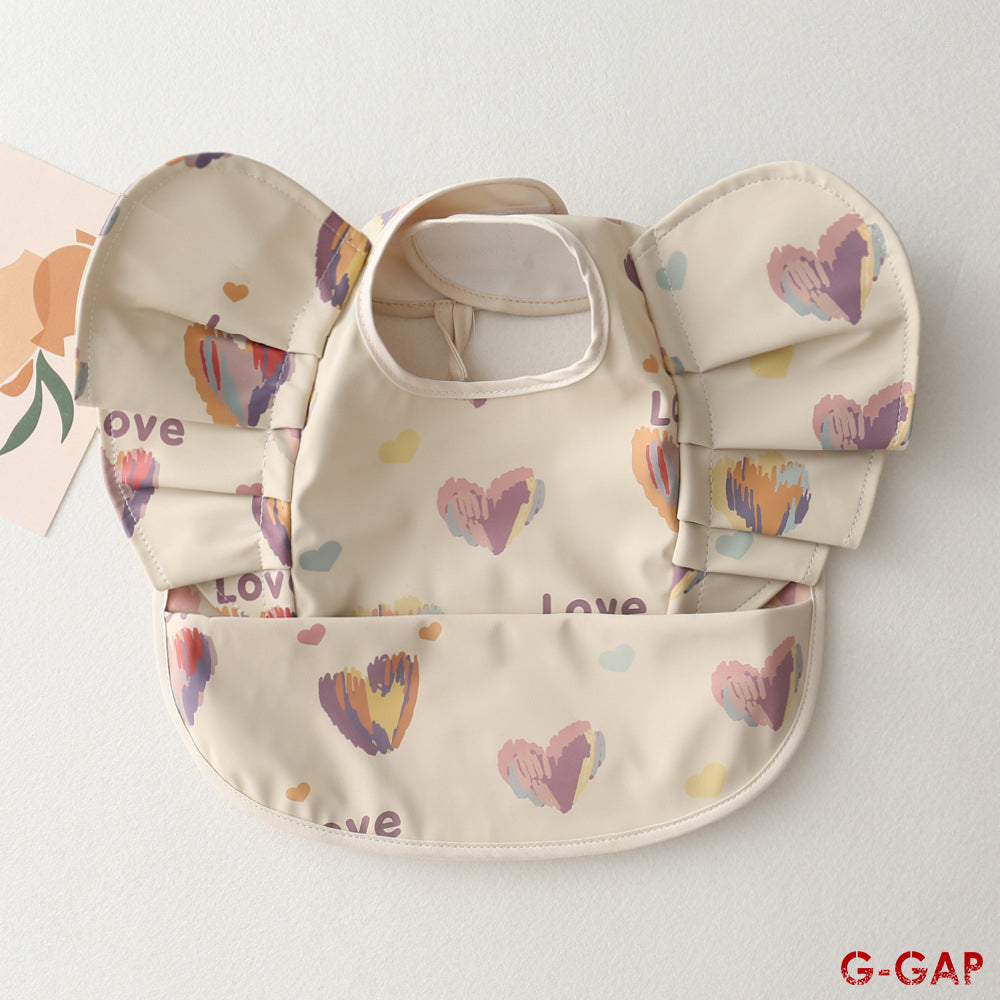 Korean Baby Bib angel wings baby Pu Waterproof Bibs