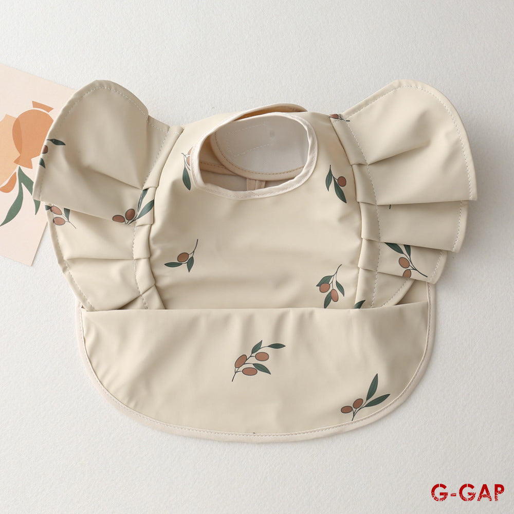 Korean Baby Bib angel wings baby Pu Waterproof Bibs