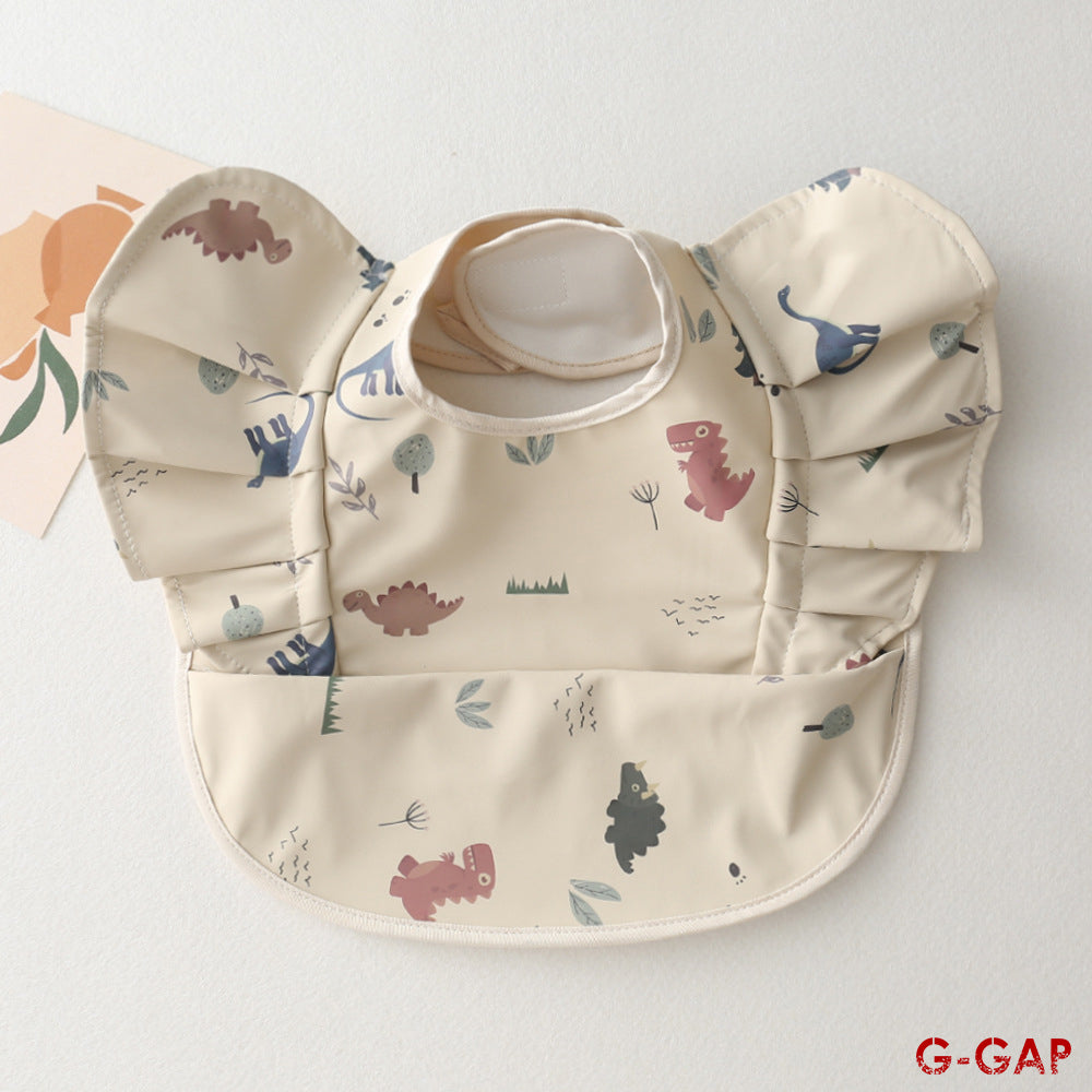 Korean Baby Bib angel wings baby Pu Waterproof Bibs